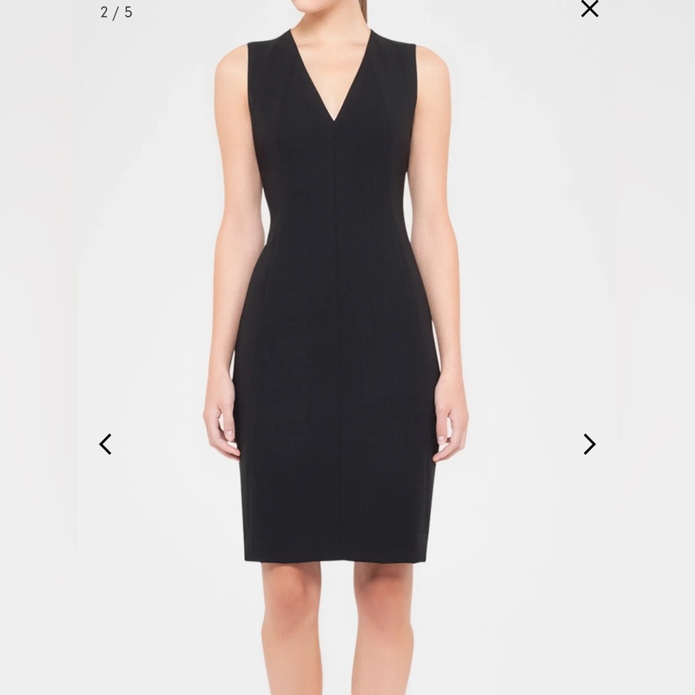 AKRIS V-Neck Wool Double-Face Sheath Dress